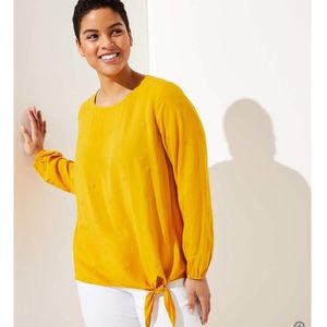 LOFT Embroidered Dot Striped Shirt - golden yellow